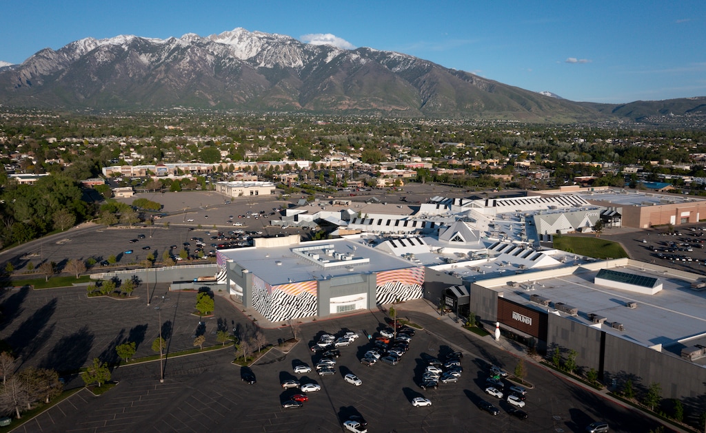 (Bethany Baker | The Salt Lake Tribune) The city of Sandy, as shown in 2024, including The Shops at South Town. About a mile north of the mall, Chamberlain University is opening a new nursing school.