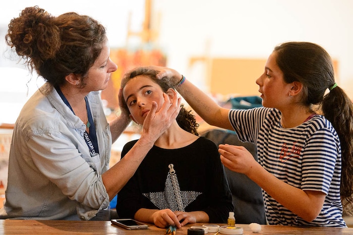 (Trent Nelson | The Salt Lake Tribune)  Heather, Mia, and Gemma Ciriello work on their Hollywood makeup skills during a workshop at the Tumbleweeds Film Festival at The Leonardo Museum in Salt Lake City, Saturday March 3, 2018.