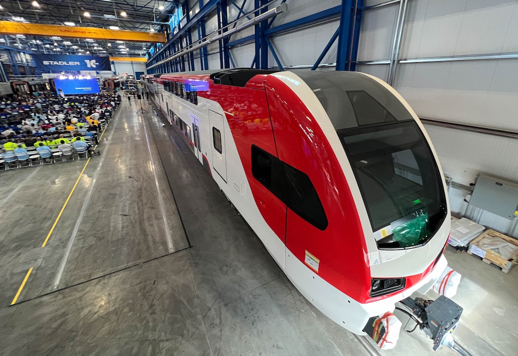 (Francisco Kjolseth | The Salt Lake Tribune) Stadler celebrates the completion of an expansion of its west-side manufacturing plant in Salt Lake City on Wednesday, July 1, 2026.