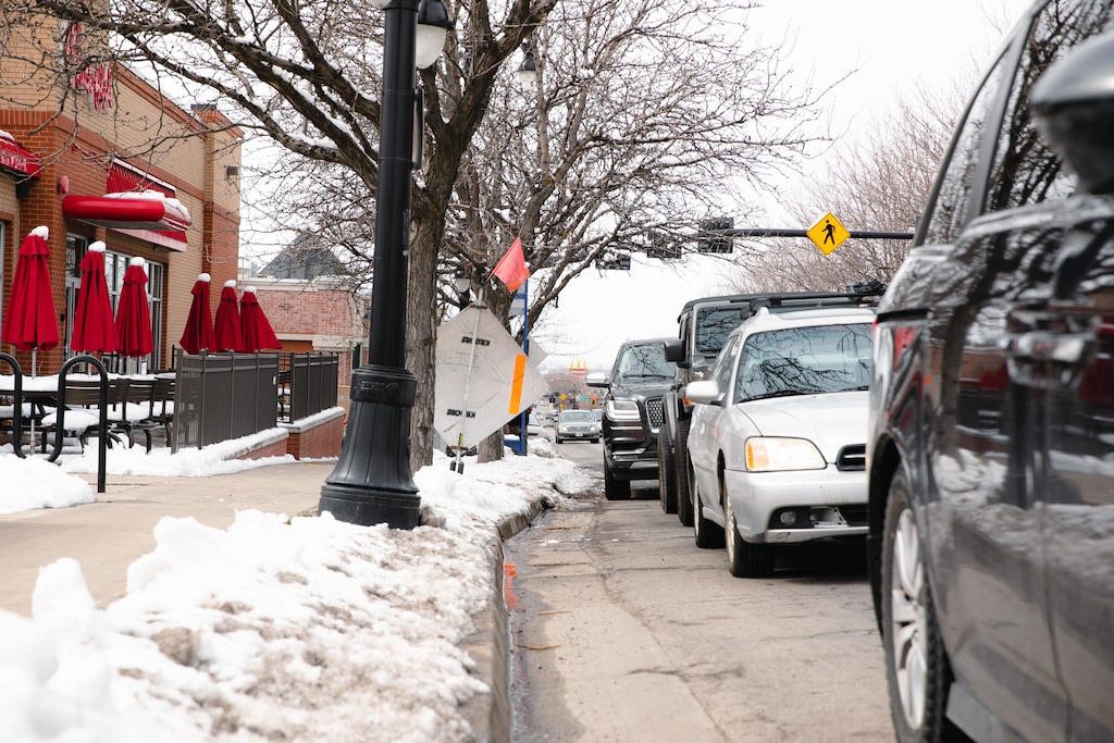 (Rachel Rydalch | The Salt Lake Tribune) The Chick-fil-A on 2100 South in Sugar House has historically generated a long drive-thru line, Tuesday, March 8, 2022. A proposal before the City Council would ban new drive-thrus from opening in dense commercial areas of the neighborhood.