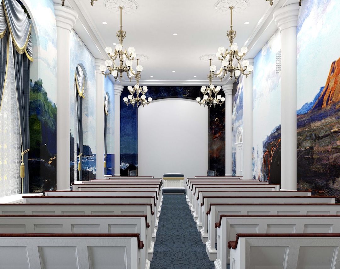(Courtesy of The Church of Jesus Christ of Latter-day Saints) This rendering shows a remodeled instruction room in the St. George Temple.