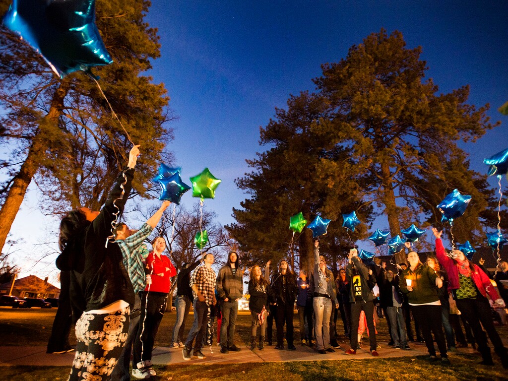 (Rick Egan  |  The Salt Lake Tribune)

Friends and family release balloons, in memory of Cody Evans, 24, who was fatally shot by police Sunday night, at Pioneer Park in Provo, Monday, February 16, 2015