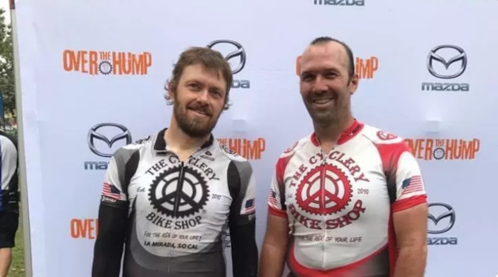 (GoFundMe) Adam Bullard, left, and Matthew Bullard pose for a photo together at a cycling event. The two were fatally struck by a car Saturday in southern Utah.