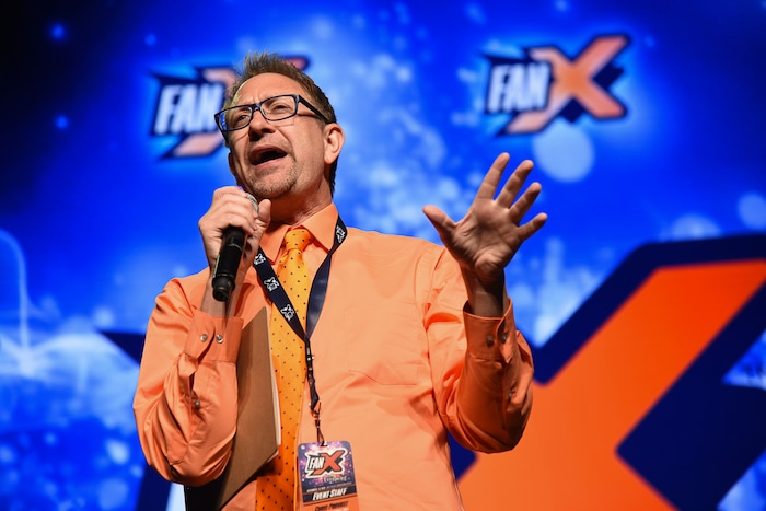 (Francisco Kjolseth  |  The Salt Lake Tribune)  Chris Provost emcee's during the start of FanX Salt Lake Comic Convention at the Salt Palace in Salt Lake City Thursday, Sept. 6, 2018, during the three-day pop culture convention.