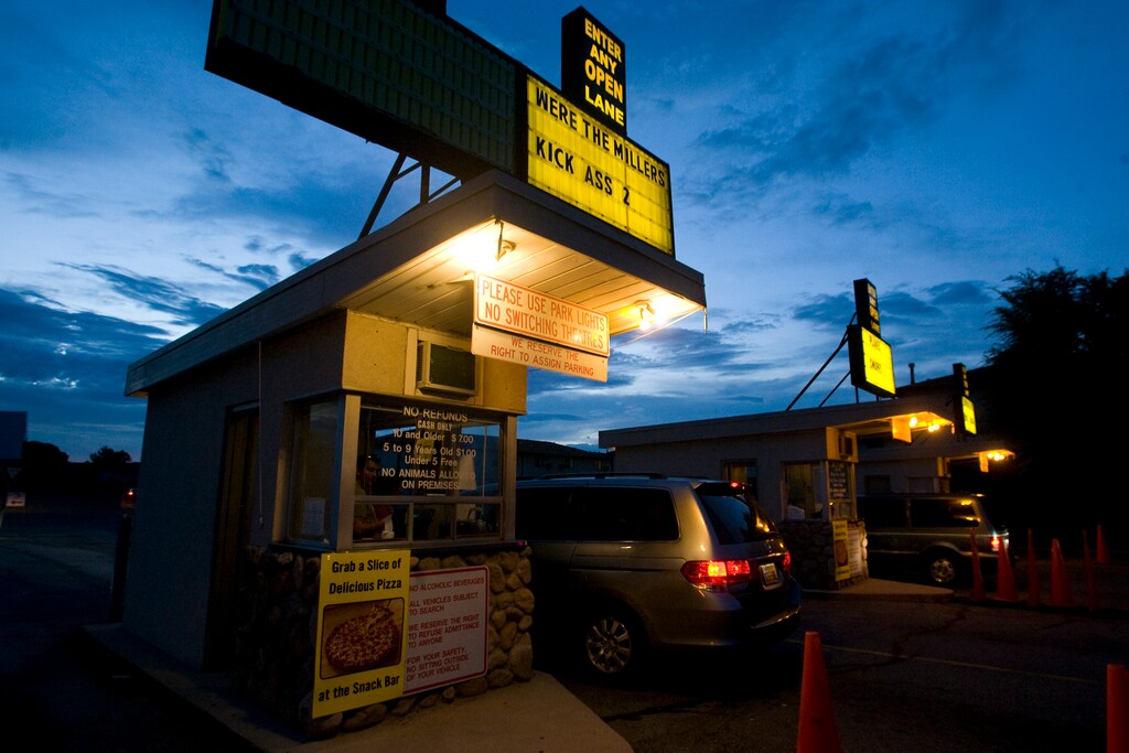 (Rick Egan | Tribune file photo) The entrance of the Redwood Drive-In in West Valley City, seen in 2013. The Salt Lake County Health Department says that the theater's plan to reopen on Friday, April 24, 2020, would violate a public health order.