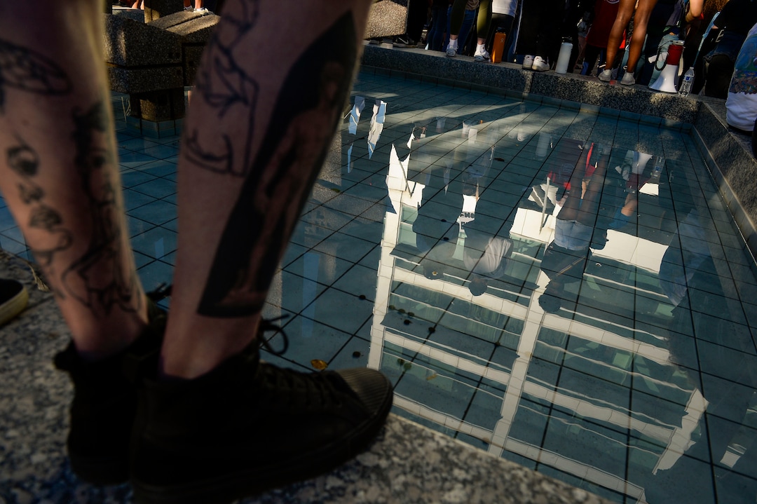 (Leah Hogsten  |  The Salt Lake Tribune) The Party for Socialism and Liberation Salt Lake joined Salt Lake Equal Rights Movement at the Wallace Bennett Federal Building in solidarity with the Black Lives Matter movement, June 9, 2020. 