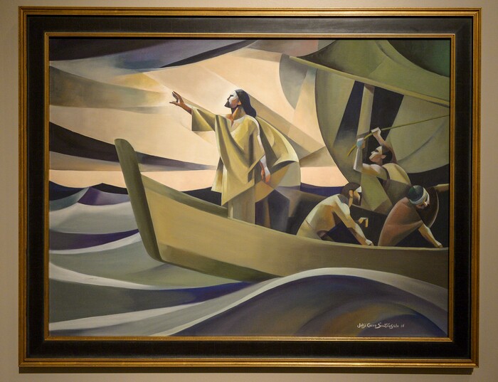 (Leah Hogsten | The Salt Lake Tribune) Jorge Cocco Santángelo's "La Tempestad — Paz, Cálmense" or "The Tempest — Peace, Be Still," oil on canvas, 2016. The Church of Jesus Christ of Latter-day Saints Church History Museum presented two new art exhibits, Thursday, May 17, 2018. Paintings created by Argentine artist Jorge Cocco Santángelo and large-scale images taken by LDS Church staff photographers Cody Bell and Leslie Nilsson will be on display beginning May 17 through Oct. 9, 2018, and January 2019, respectively.