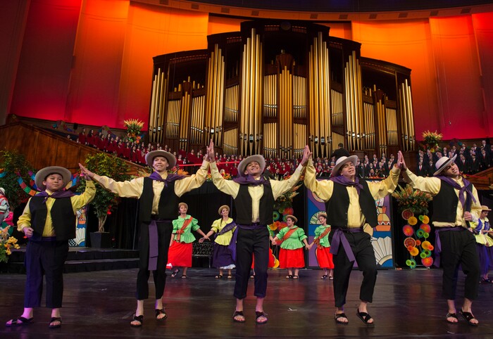 (Rick Egan  |  The Salt Lake Tribune)  Performers rehearse for their performance of “Luz de las Naciones", an annual cultural celebration for Latino youth hosted by the LDS Church, Saturday, Feb. 24, 2018.