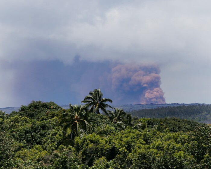 Kilauea volcano erupts, Friday, May 4, 2018, in Kalapana, HI.  There are no immediate reports of major damage after a large earthquake struck Hawaii's Big Island near a volcanic eruption that has forced residents to evacuate from their homes. Hawaii National Guard spokesman Maj. Jeff Hickman says the Hilo airport and the highways didn't sustain any damage from Friday's magnitude-6.9 quake. (AP Photo/Marco Garcia)