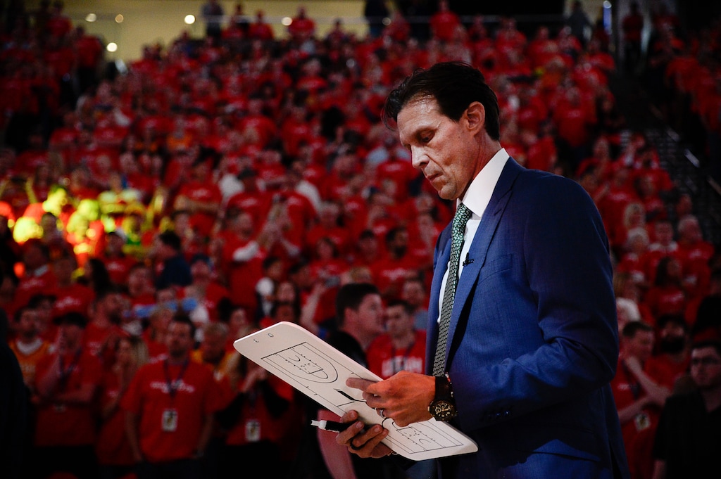 (Francisco Kjolseth  |  The Salt Lake Tribune)  Utah Jazz head coach Quin Snyder prior to Game 3 of a first-round NBA basketball playoff series against the Rockets in Salt Lake City, Saturday, April 20, 2019.