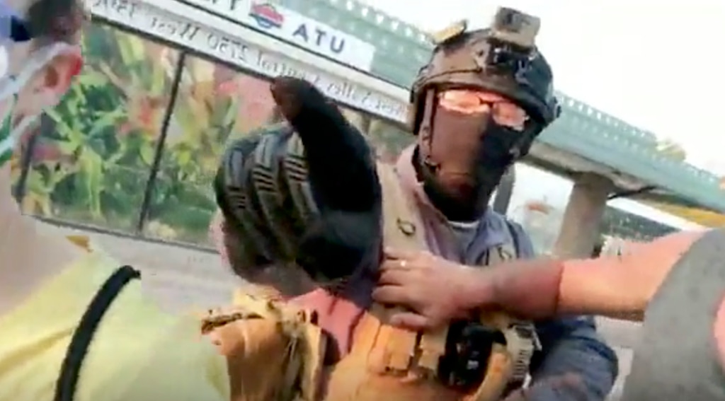(Screen grab taken from video courtesy of Carl Moore) A counterprotester was arrested Wednesday night outside of the West Valley City police headquarters after he reportedly pepper sprayed Black Lives Matter protesters and threatened them with a gun. He was cited with four counts of assault and a count of disorderly conduct, according to a news release, and released from custody.