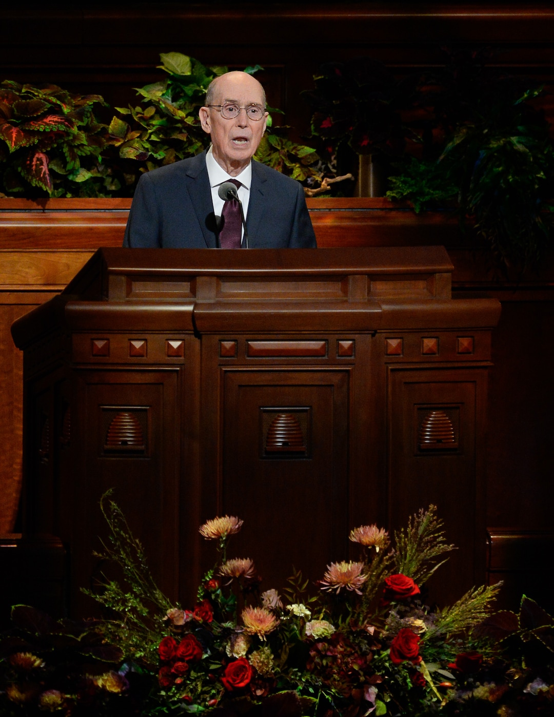 (Francisco Kjolseth  |  The Salt Lake Tribune)  Henry B. Eyring, second counselor in the First Presidency speaks to those gathered for the Sunday afternoon session of the 189th twice-annual General Conference of The Church of Jesus Christ of Latter-day Saints at the Conference Center in Salt Lake City on Sunday, Oct. 6, 2019.