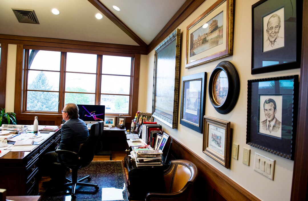 Leah Hogsten  |  The Salt Lake Tribune  Clark Ivory's office is decorated with two ink drawings of his grandfather E. Clark Ivory, top, and his father Ellis R. Ivory, bottom. The two men were instrumental in his life and the innovators of Ivory Homes that began in 1971. Clark Ivory, Ivory Homes CEO, Utah's most prominent homebuilders, says he is obsessed with solving the puzzle of affordability housing, even if that includes fighting residents and city officials in several communities over higher building densities.