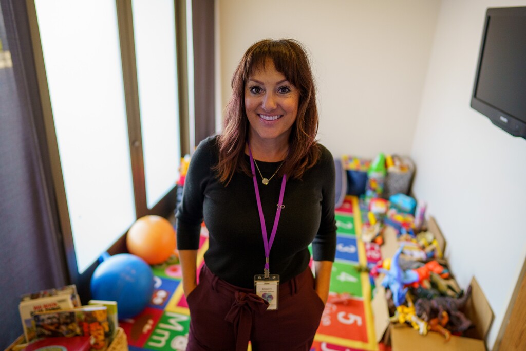 (Trent Nelson | The Salt Lake Tribune) Kristen Floyd, executive director at Safe Harbor Crisis Center, at their Farmington location on Tuesday, April 13, 2021. Safe Harbor is building a new center in Layton and expanding its shelter in Kaysville to better serve the increased number of Utahns needing domestic violence help during the COVID-19 pandemic.