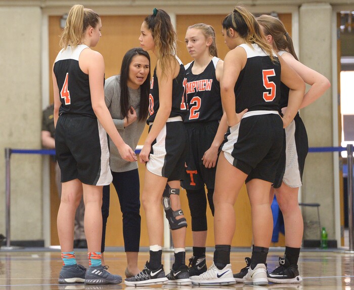 (Leah Hogsten  |  The Salt Lake Tribune)  East defeated Timpview 68-48 to win the the 5A High School Girls' Basketball Tournament title at SLCC in Taylorsville, Saturday, Feb. 24, 2018. 
