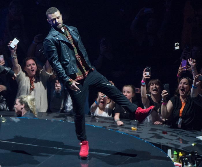 (Rick Egan  |  The Salt Lake Tribune)   Justin Timberlake performs at Vivint Smarthome Arena in Salt Lake City, Thursday, April 12, 2018.