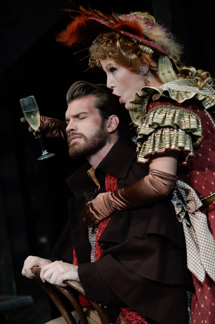 (Francisco Kjolseth  |  The Salt Lake Tribune)  Utah Opera's season opener, "La bohème," Puccini's popular tearjerker about starving artists in turn-of-the-century Paris, opens for five shows on Oct. 7, 2017. On set were: Celena Shafer (Musetta), Michael Adams (Marcello).