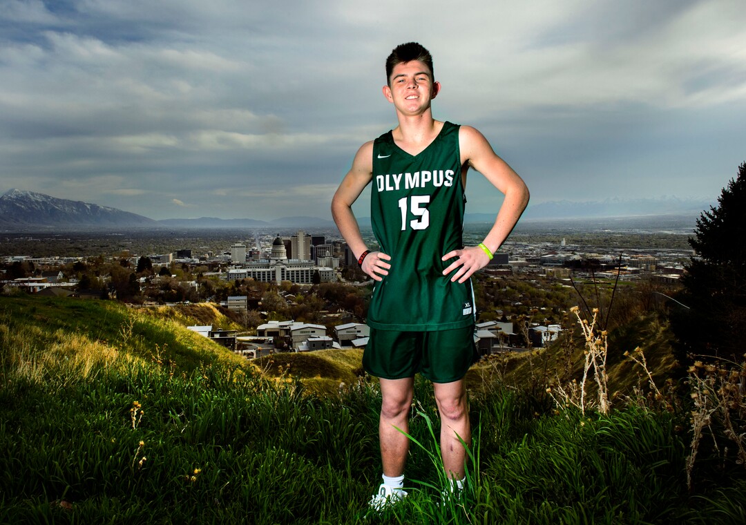 (Steve Griffin  |  The Salt Lake Tribune)  Olympus junior Rylan Jones is the Salt Lake Tribune boys' basketball player of the year. He is photographed here in the upper avenues in Salt Lake City Wednesday April 11, 2018.