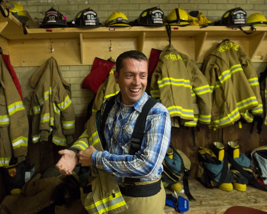 (Rick Egan  |  The Salt Lake Tribune)    Casey Snider helps out at the Paradise fire station. He is a farmer and volunteer firefighter, and was recently sworn in as the newest member of the Utah House of Representatives. Wednesday, Oct. 31, 2018.