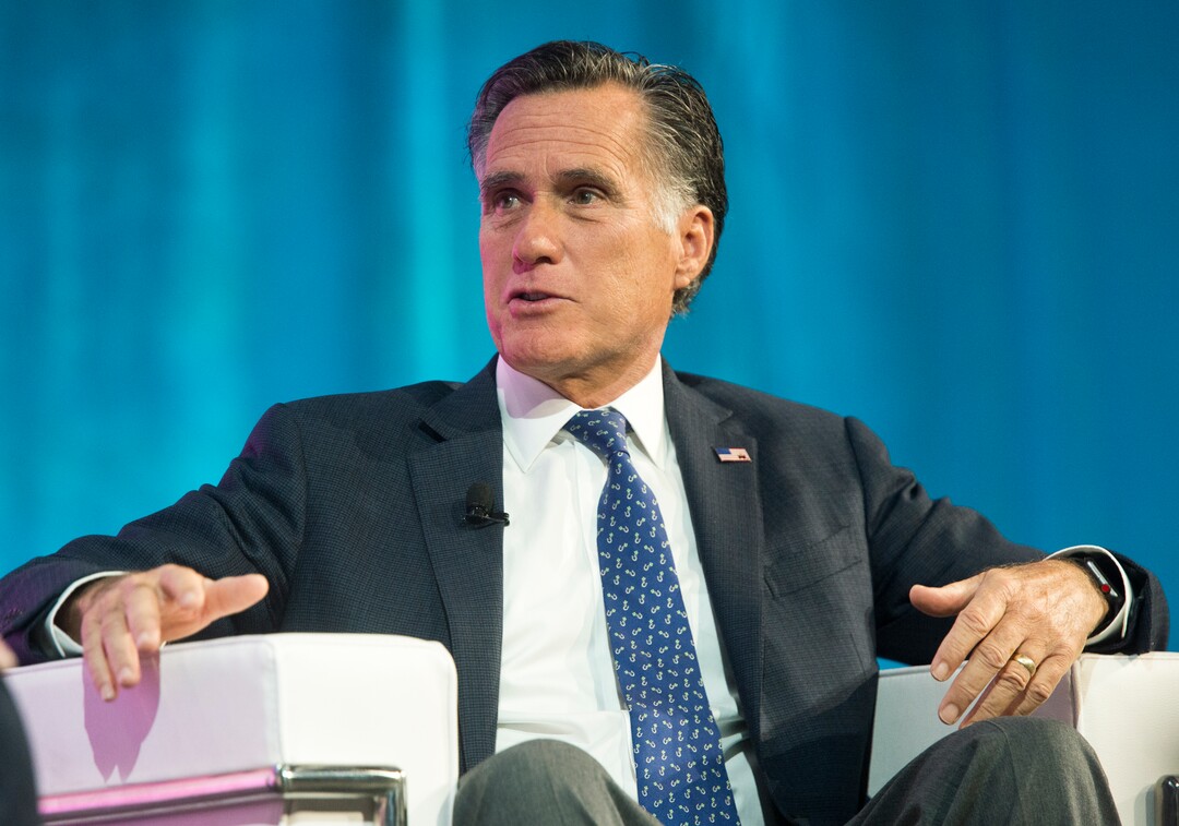 (Rick Egan  |  The Salt Lake Tribune)   Mitt Romney speaks at the Tech Summit at the Salt Palace Convention Center,  Friday, January 19, 2018.