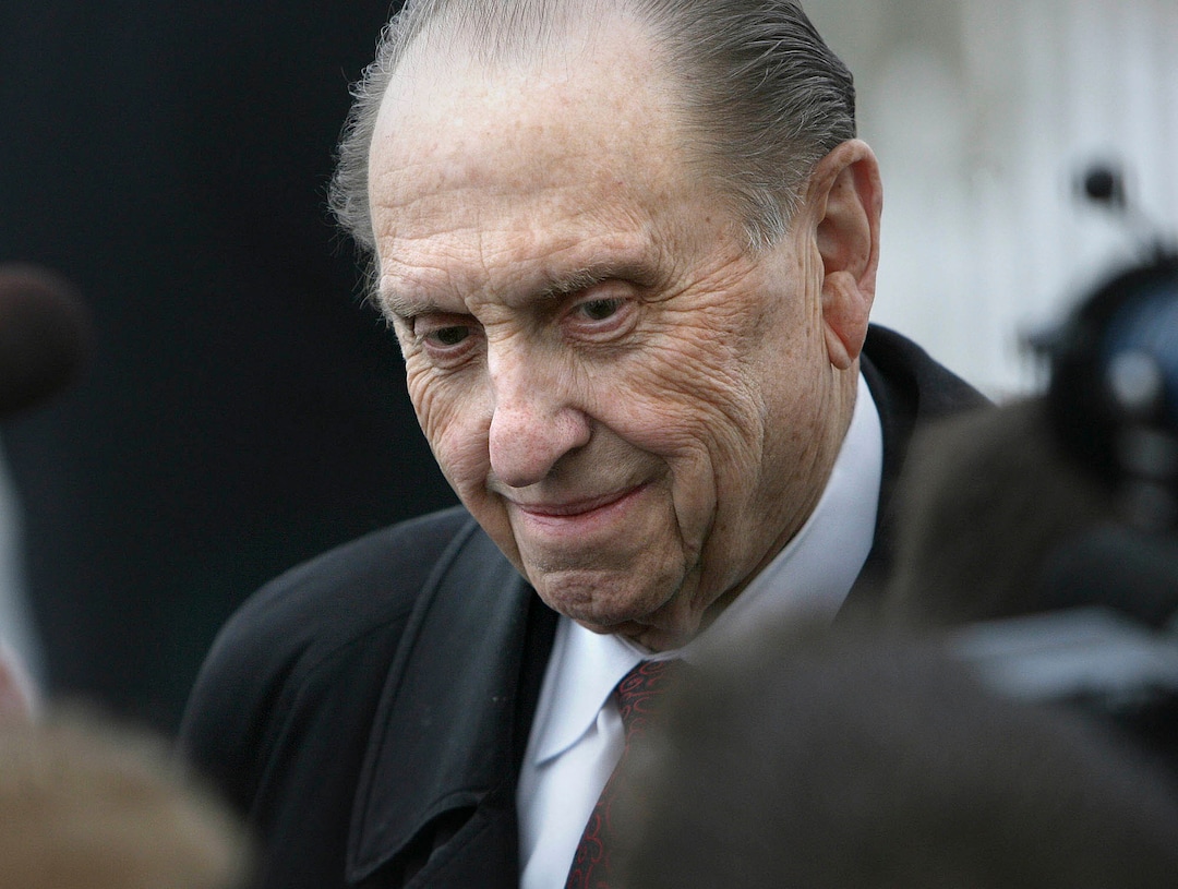 (Scott Sommerdorf  |  The Salt Lake Tribune) President Thomas S. Monson pauses to answer some questions from reporters who had gathered to see him dedicate the LDS temple in Rexburg, Idaho, on Feb. 10, 2008.
