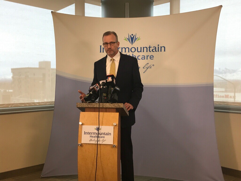 (Bethany Rodgers | The Salt Lake Tribune) Mark Briesacher, Intermountain Healthcare's chief physician executive, holds a news conference to explain the health giant's new policy on recommending medical cannabis. Feb. 14, 2019, at the Salt Lake Clinic in Salt Lake City.