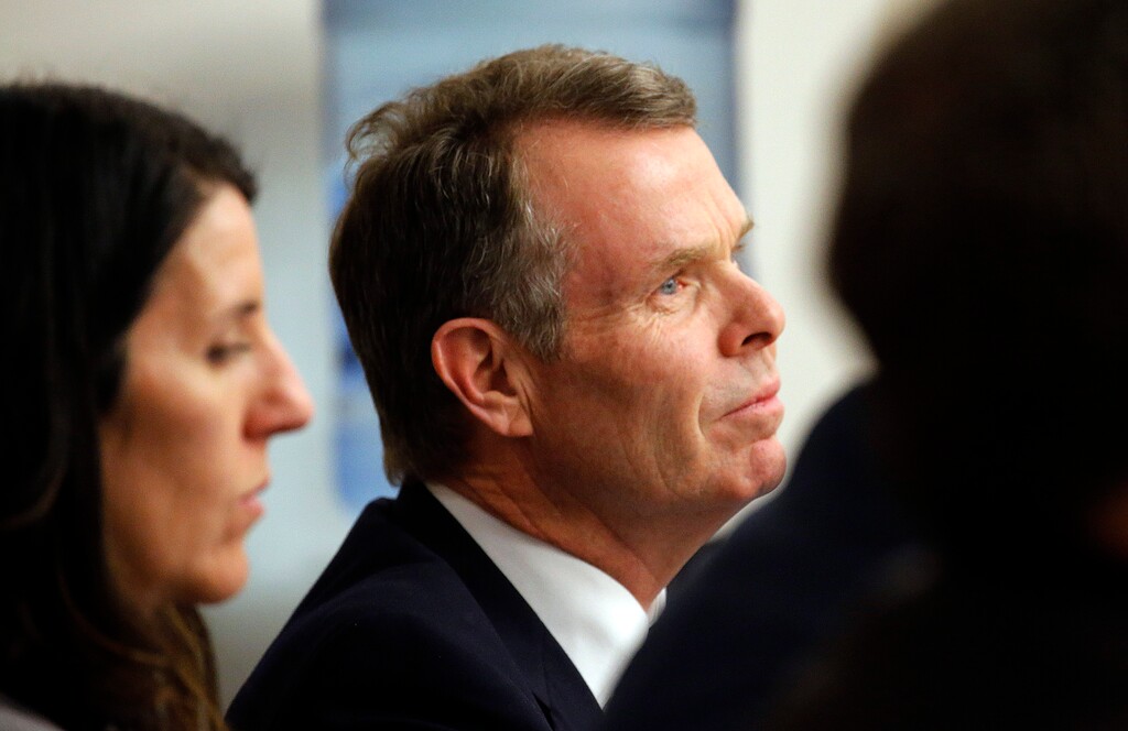 Former Utah Attorney General John Swallow listens during his trial at the Matheson Courthouse in Salt Lake City on Thursday, Feb. 16, 2017.