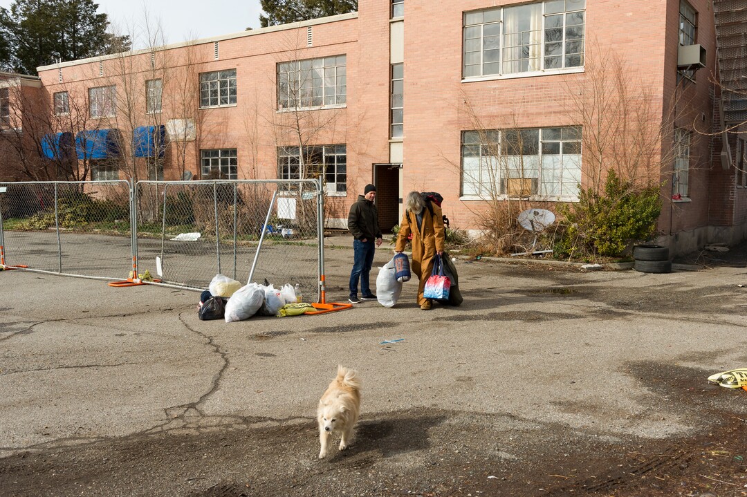 Alex Gallivan  |  Special to the Tribune 

Various agencies from Salt Lake City perform an evacuation of remaining tenants at The Georgia Apartments, Saturday February, 2019