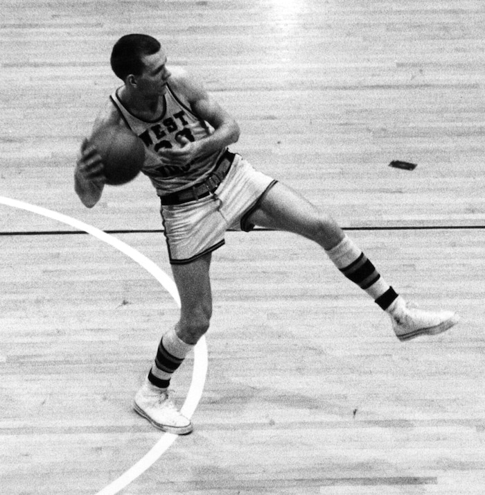 (Photo courtesy of West Virginia University) Hot Rod Hundley in action for West Virginia.