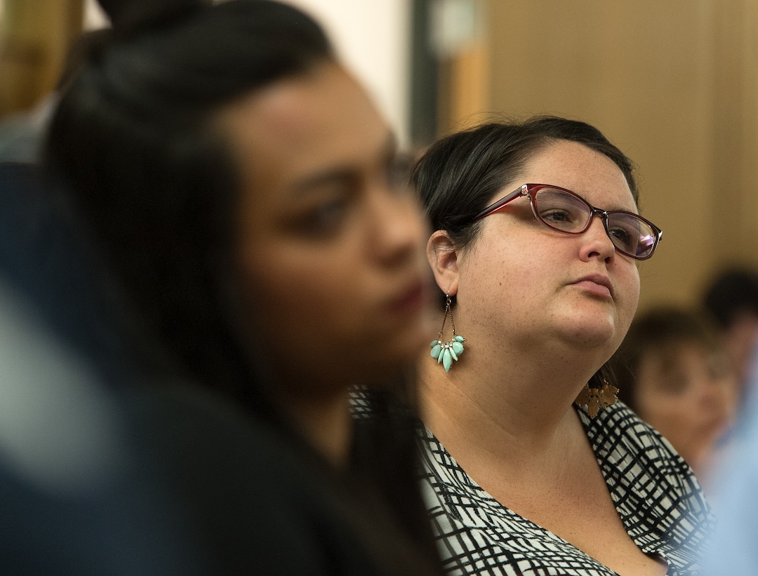 (Leah Hogsten  |  The Salt Lake Tribune)  Salt Lake City community leaders and service providers hosted a public forum, Tuesday, September 26, 2017 to present preliminary designs and programming for the two new Homeless Resource Centers to be located at 131 E 700 S and 275 W High Ave. in Salt Lake City. 