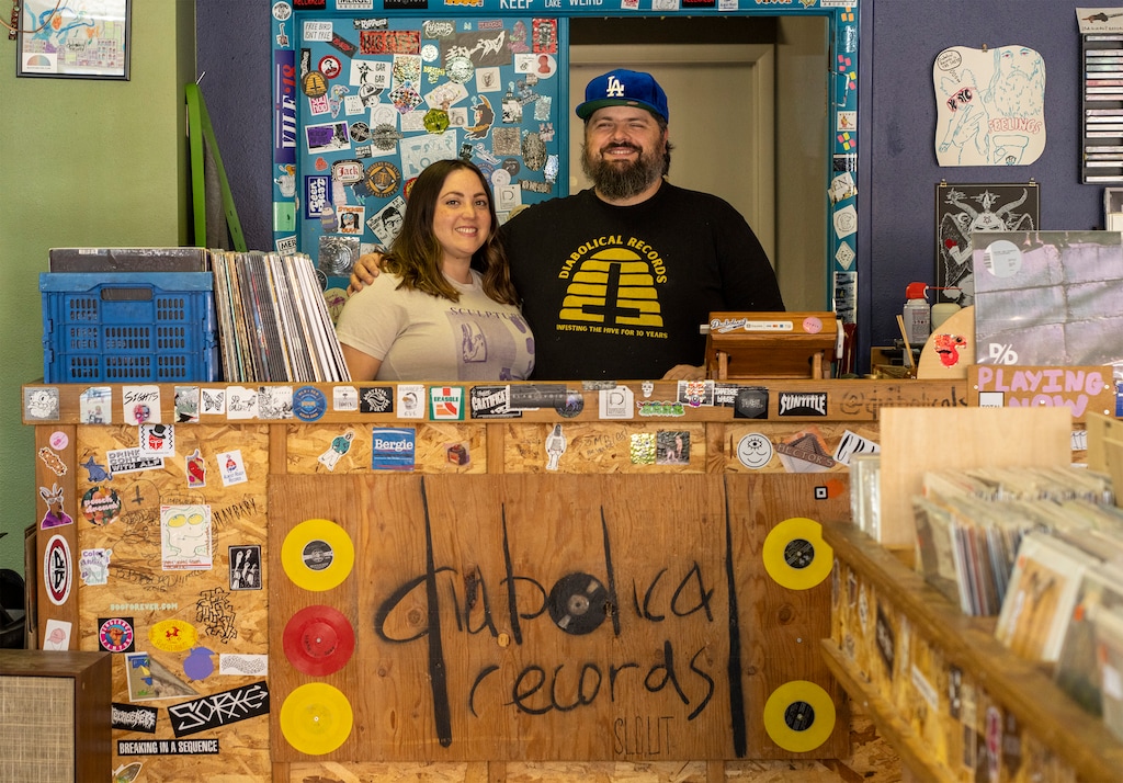 (Rick Egan | The Salt Lake Tribune) Alana Boscan and Adam Tye are celebrating the 10th anniversary of Diabolical Records, on Wednesday, July 12, 2023.