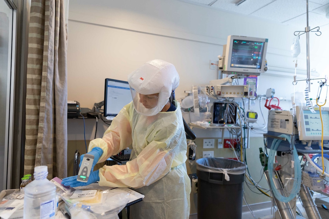 (photo courtesy Intermountain Healthcare) Hospital staff at Intermountain Medical Center in Murray care for patients with COVID-19 on June 9, 2020.