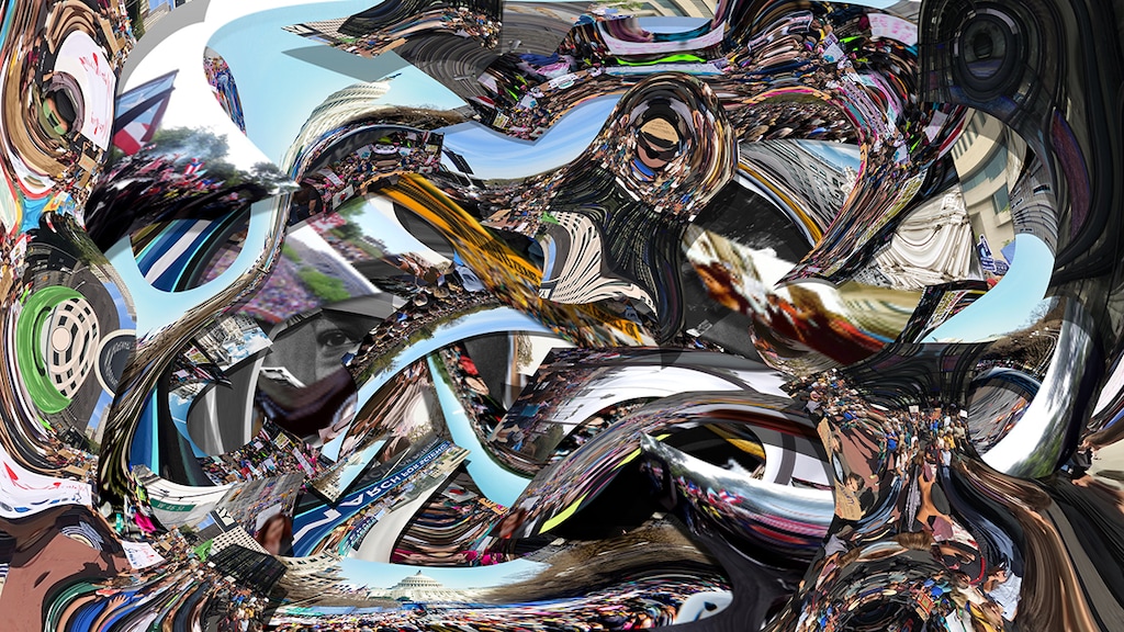 (Photo courtesy of Justin Watson) Still image of Justin Watson's art piece submitted for the Utah Museum of Contemporary Art's "Please Touch the Art" exhibit. The image contains layers of images from past and recent protests. Watson's goal was to evaluate the historical perspective behind today's police violence protests.
