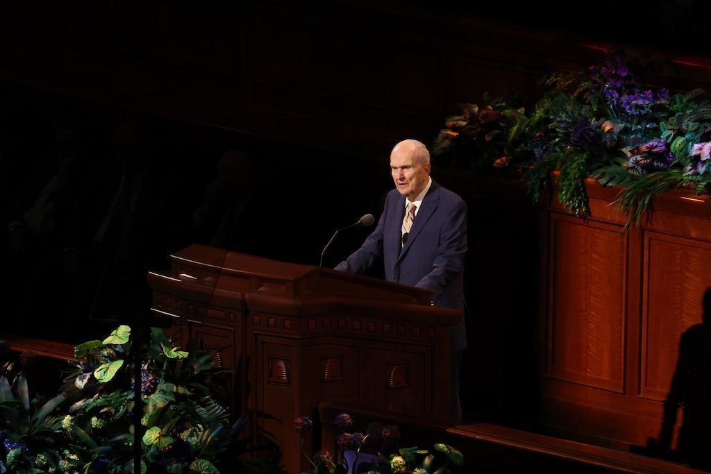 (The Church of Jesus Christ of Latter-day Saints)
President Russell M. Nelson announces 17 new temples to be built, bringing the total during his presidency to a 100, at General Conference on Sunday, April 3, 2022.