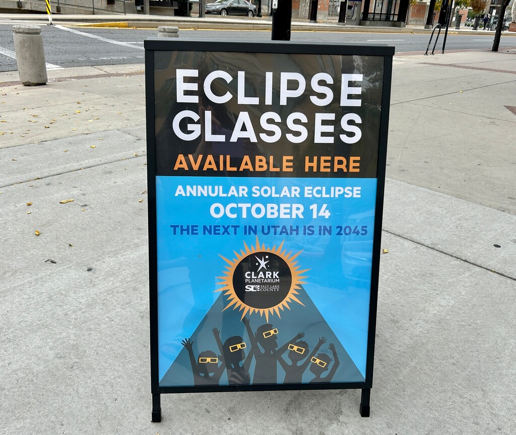 (Sheila R. McCann | The Salt Lake Tribune) The Clark Planetarium, at 110 S. 400 West in Salt Lake City, is offering glasses for safe viewing of Saturday's annular eclipse. Beginning at 9 a.m., Salt Lake County will host a viewing party at the Olympic Plaza, north of the planetarium inside The Gateway mall.