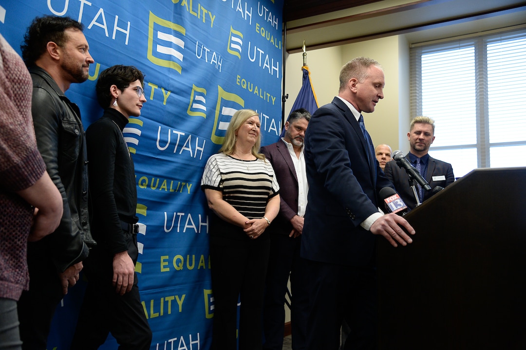 (Francisco Kjolseth  |  The Salt Lake Tribune) Rep. Craig Hall, R-West Valley, who was the sponsor of the bill to prohibit conversion therapy, speaks about his involvement with the law as Equality Utah holds a press conference at the Utah Capitol on Wednesday, Jan. 22, 2020, to recognize Utah becoming the 19th state in the nation to enact a ban on conversion therapy for minors.