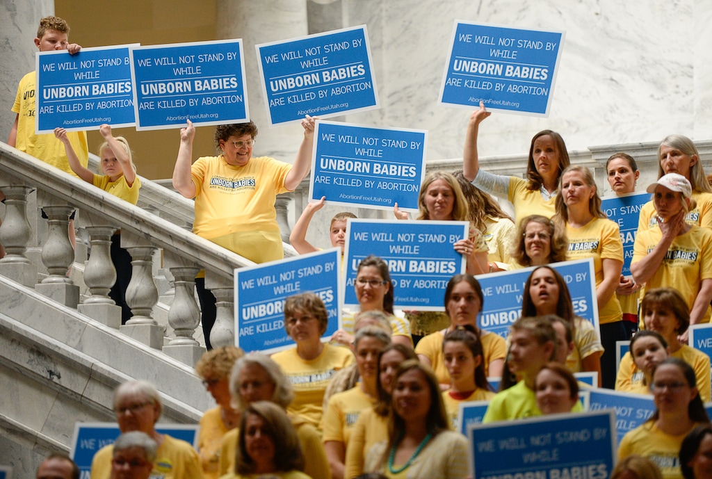 (Francisco Kjolseth  |  Tribune file photo)  Abortion-Free Utah launches a public campaign to end elective abortion in the state of Utah during a press event in the rotunda of the Utah Capitol on Wed. June 19, 2019.