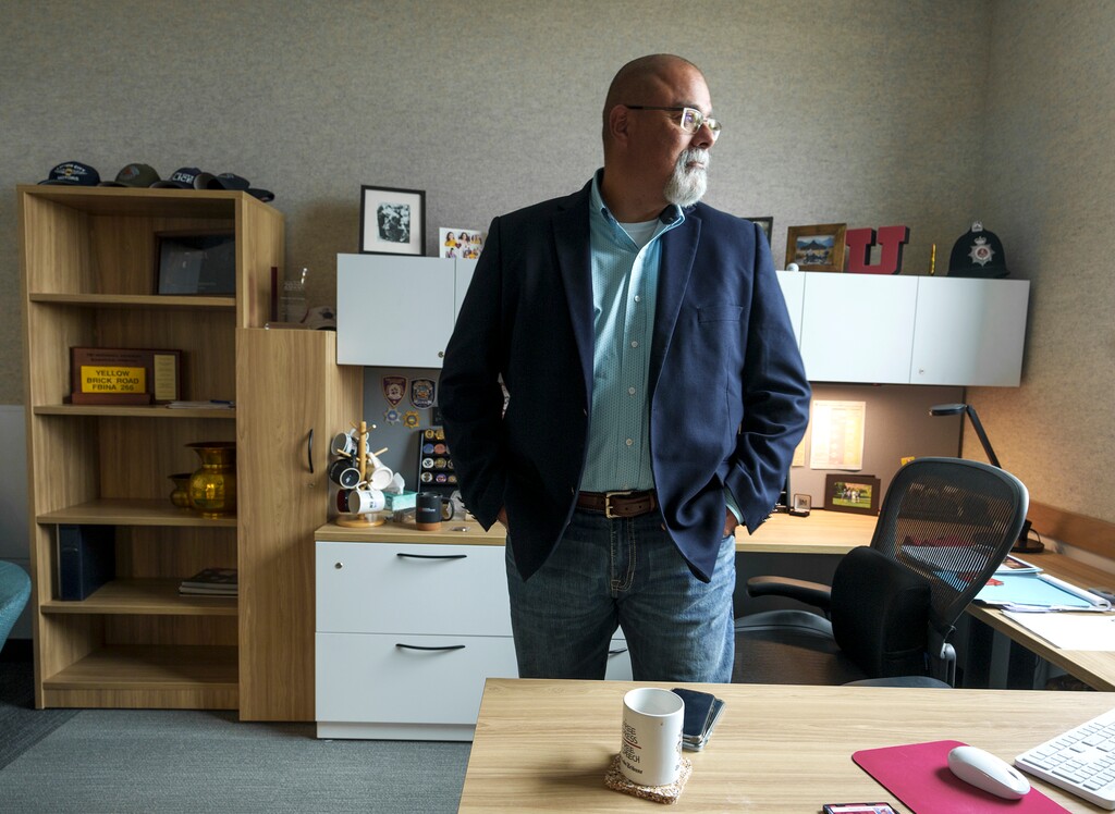 (Leah Hogsten | The Salt Lake Tribune) University of Utah interim Police Chief Jason Hinojosa is pictured in his office on Tuesday, Oct. 25, 2022.