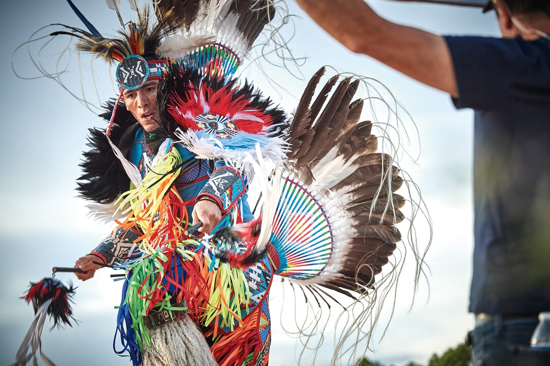 (Image courtesy Parfums Christian Dior) 
Dancer Canku One Star, a member of the Rosebud Sioux tribe, performs in a commercial for Christian Dior's men's fragrance Sauvage, filmed in southeast Utah.
