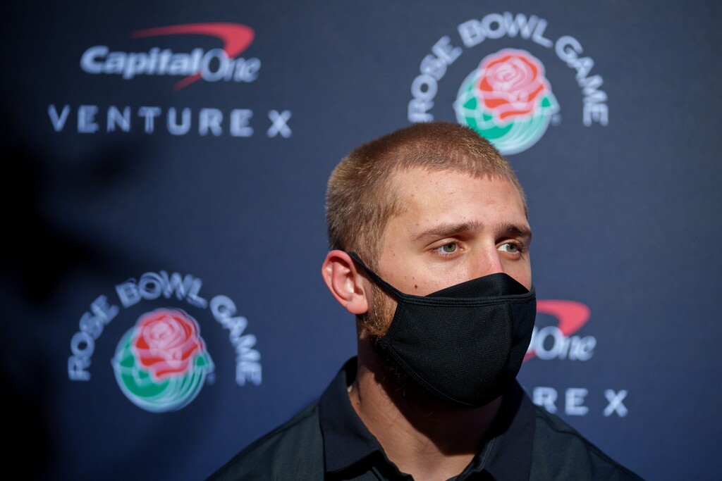 (Trent Nelson  |  The Salt Lake Tribune) Brant Kuithe during a Rose Bowl media session in Los Angeles, Tuesday, Dec. 28, 2021.