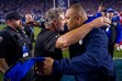 (Trent Nelson  |  The Salt Lake Tribune) Utah Utes head coach Kyle Whittingham and BYU Cougars head coach Kalani Sitake after the game, NCAA football at LaVell Edwards Stadium in Provo on Saturday, Oct. 18, 2025.