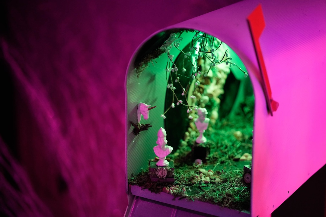 (Francisco Kjolseth | The Salt Lake Tribune) The alien forrest section of Dreamscapes, an immersive experience transformed by artists that promotes sustainability and uses almost exclusively up cycling materials, begins to take shape in the old Macy's at South Town on Wednesday, April 20, 2022. 