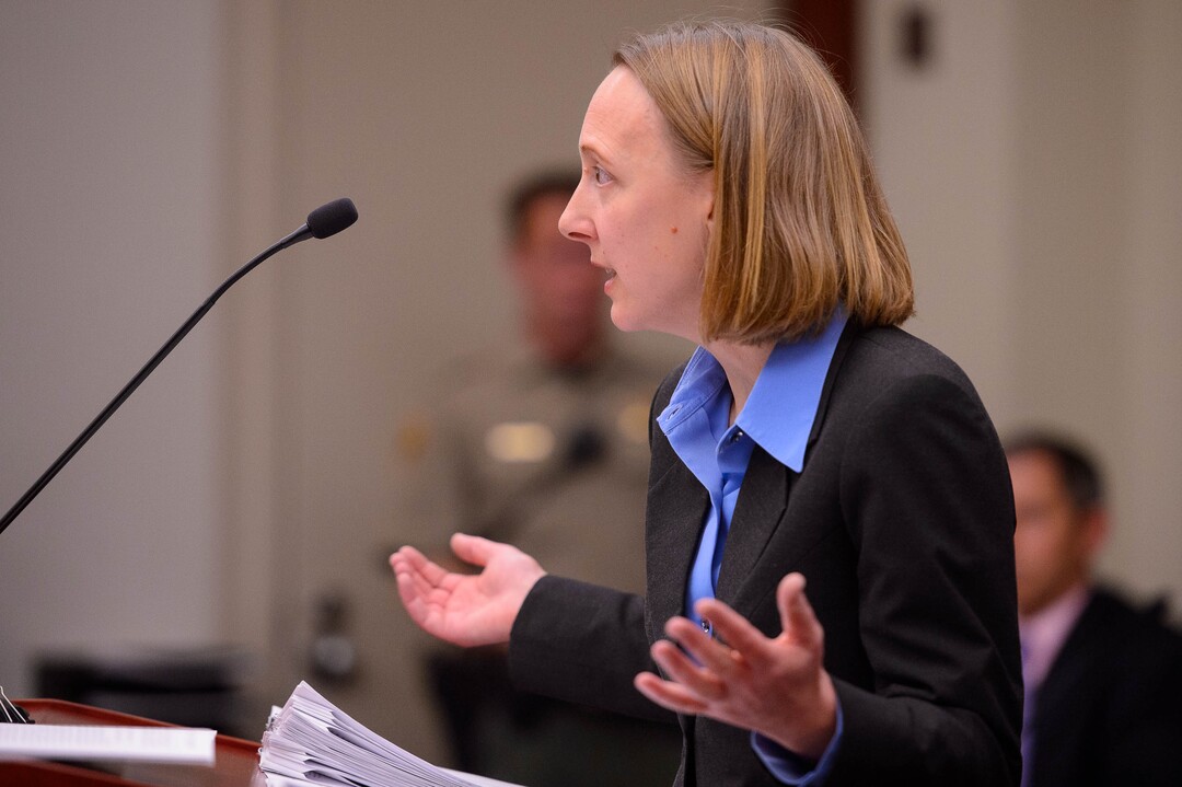 (Trent Nelson  |  The Salt Lake Tribune) Senior City Attorney Samantha Slark during a hearing on Salt Lake City’s case against the creation of the Utah Inland Port, a controversial international trading hub planned for a large swath of the municipality’s northwestern side, in Salt Lake City on Monday Nov. 18, 2019.