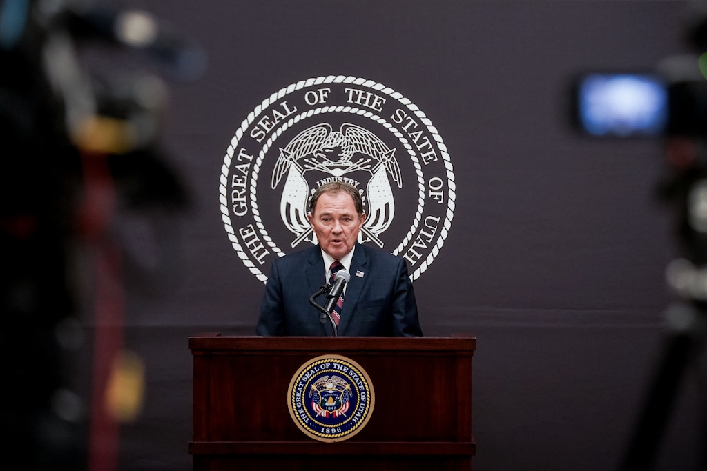 (Spenser Heaps | Deseret News, pool) Gov. Gary Herbert speaks at a press conference at the Capitol in Salt Lake City on Thursday, June 11, 2020.