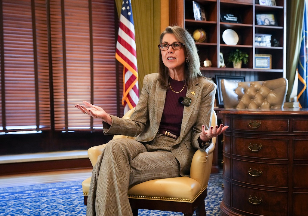 (Bethany Baker | The Salt Lake Tribune) Lt. Gov. Deidre Henderson speaks during an interview in her office at the Utah Capitol in Salt Lake City on Wednesday, Sept. 9, 2026.