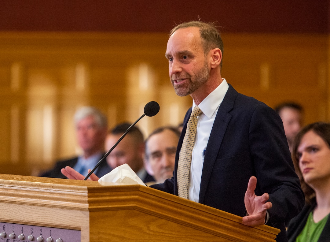 (Rick Egan  |  The Salt Lake Tribune)     Murray Mullenax speaks to the Salt Lake City Council, as he applies for the City Counsel position vacated by Mayor Erin Mendenhall. More than 20 people candidates were given 5 minutes each to speak at the meeting, Tuesday, Jan. 21, 2020.