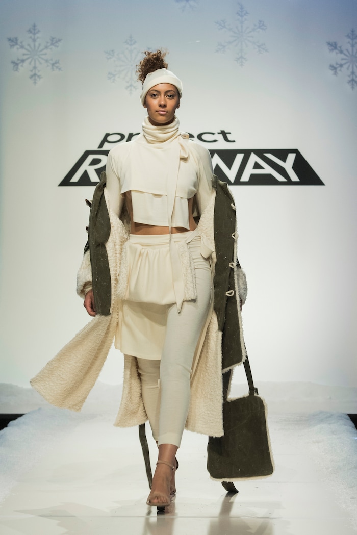 (Photo courtesy of Barbara Nitke/Lifetime) Brandon Kee’s final design for the 12th challenge of “Project Runway's” Season 16. He advanced after this challenge.