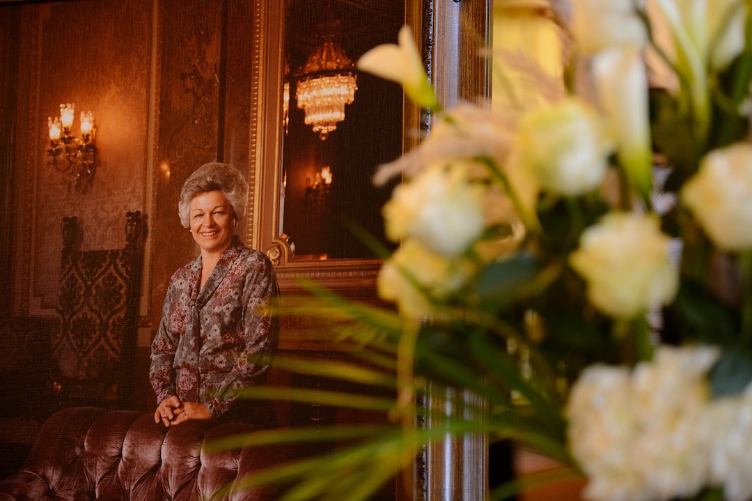 (Trent Nelson  |  The Salt Lake Tribune)  A portrait of Norma Matheson and a bouquet of flowers at her memorial service in Salt Lake City on Sunday Sept. 1, 2019.
