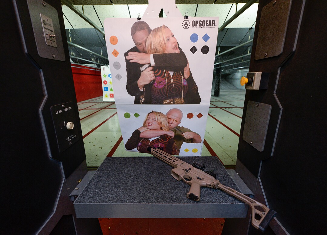 (Francisco Kjolseth  |  The Salt Lake Tribune)  Various target options are available at the Gun Vault shooting range in South Jordan where a group of women with concealed carry permits regularly meet to train and learn safe and responsible gun handling skills. 