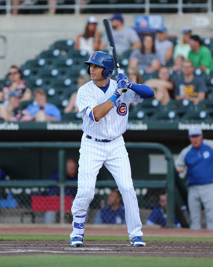 Dylan Heuer  |  CourtesyFormer BYU athlete Jacob Hannemann in action for the Iowa Cubs.